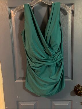 Lands' End Emerald Green One-Shoulder Draped Dress